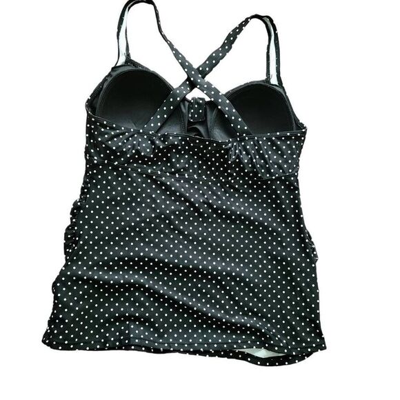 Maternity Black Polka Dots Bikini Tankini Top Swimsuit - Picture 3 of 4